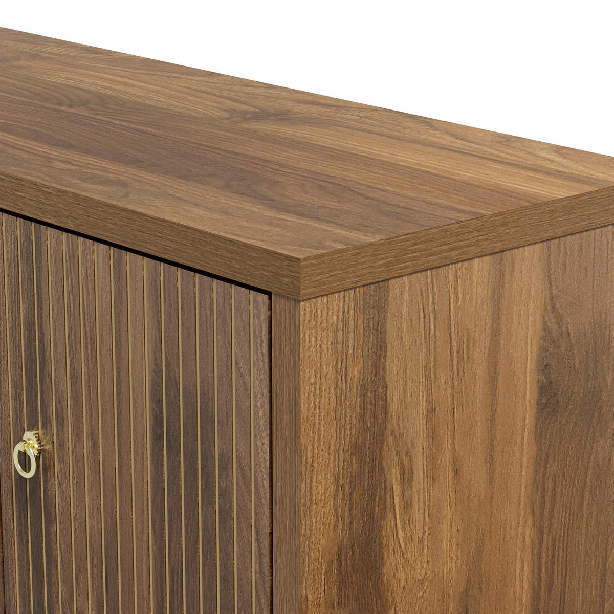 KOMMODE aus MDF 147x40x80cm in Walnussoptik mit 4 Türen - Walnussfarben, Holzwerkstoff (147/80/40cm) - Modfu