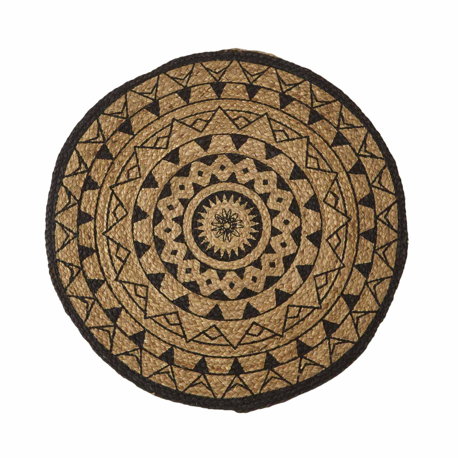 TEPPICH Mandala rund geflochten 70 cm - Schwarz, Naturmaterialien (70/70cm) - Homescapes