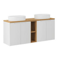 DVOJUMYVADLO 140.4cm Riva Bílá a dřevo - bílá, kompozitní dřevo (140.4/59.5/40cm) - Petits-meubles