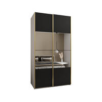 SCHWEBETÜRENSCHRANK 245,5/140/64 2-türig - Goldfarben/Schwarz, Holz/Metall (140/245/64cm) - Abiks Möbel