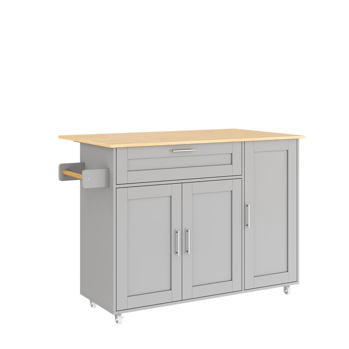 KÜCHENWAGEN mit klappbarer Arbeitsplatte 132,5 x 44(70) x 90 cm Grau - Grau, Holz (44/90/132.5cm) - Beauniv