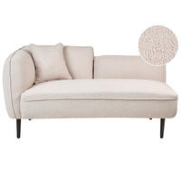 CHAISELONGUE Bouclé hellbeige linksseitig Chevannes - Beige/Schwarz, Textil (138/74/77cm) - Beliani