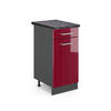 KÜCHENUNTERSCHRANK R-Line Bordeaux Hochglanz 40 cm, AP Anthrazit - Bordeaux/Anthrazit, Holzwerkstoff (40/81.6/60cm) - Vicco
