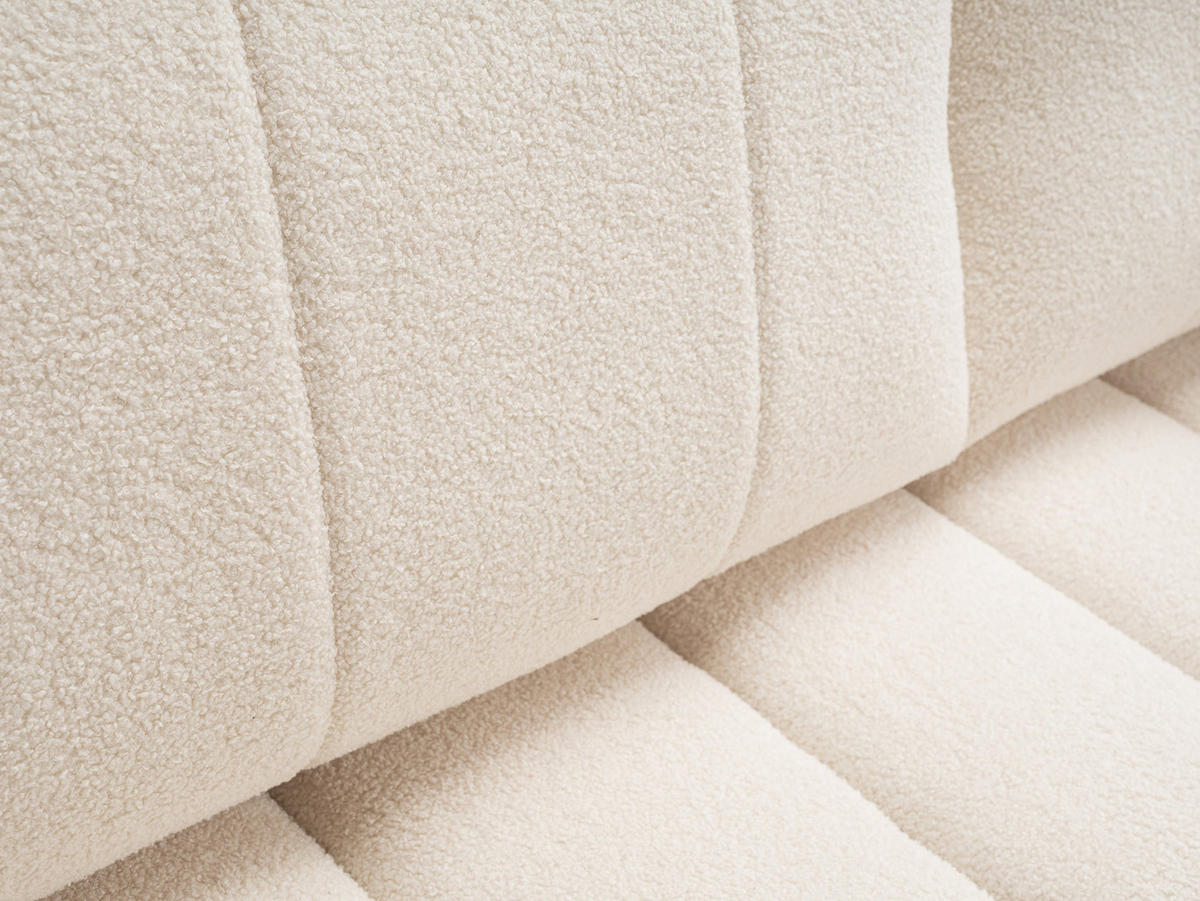 BETTSOFA GIOIA Creme Bucle-Stoff mit Schlaffunktion - Creme, Holz (248/88/105cm) - MASSENO