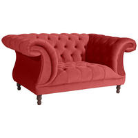 CHESTERFIELD Sessel Kaylin Samtvelours ziegel - Dunkelrot, Kunststoff (100/80/167cm) - 58aufmkessel