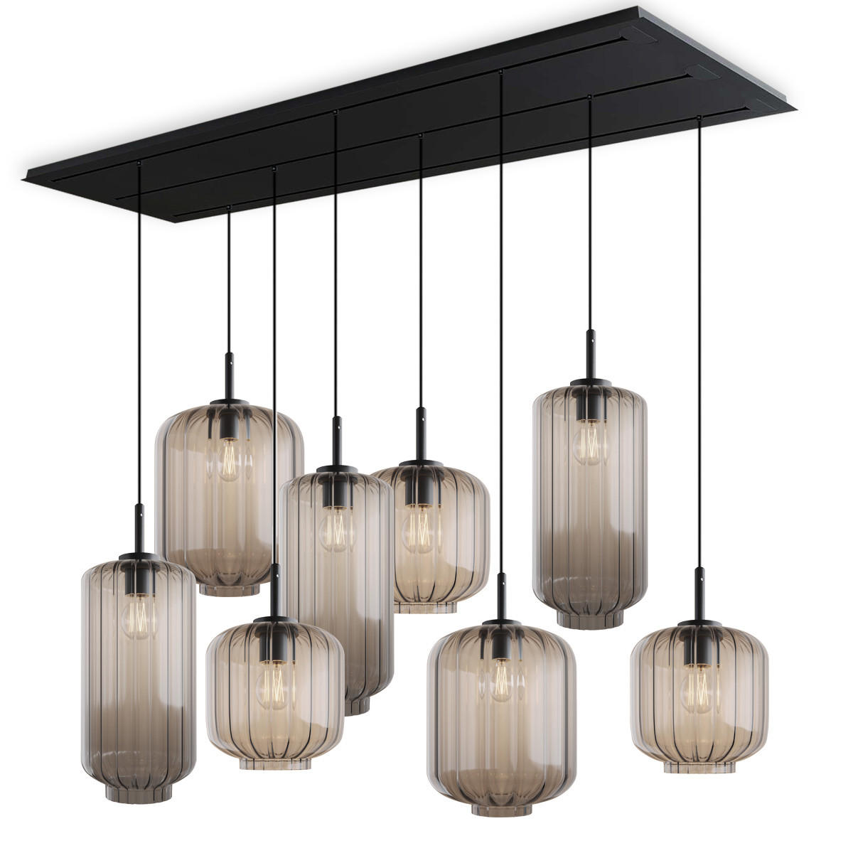 HÄNGELEUCHTE Velo 8-flammig Klar Ø 18/20/25cm - Klar/Schwarz, Glas (25/25/27cm) - s.luce