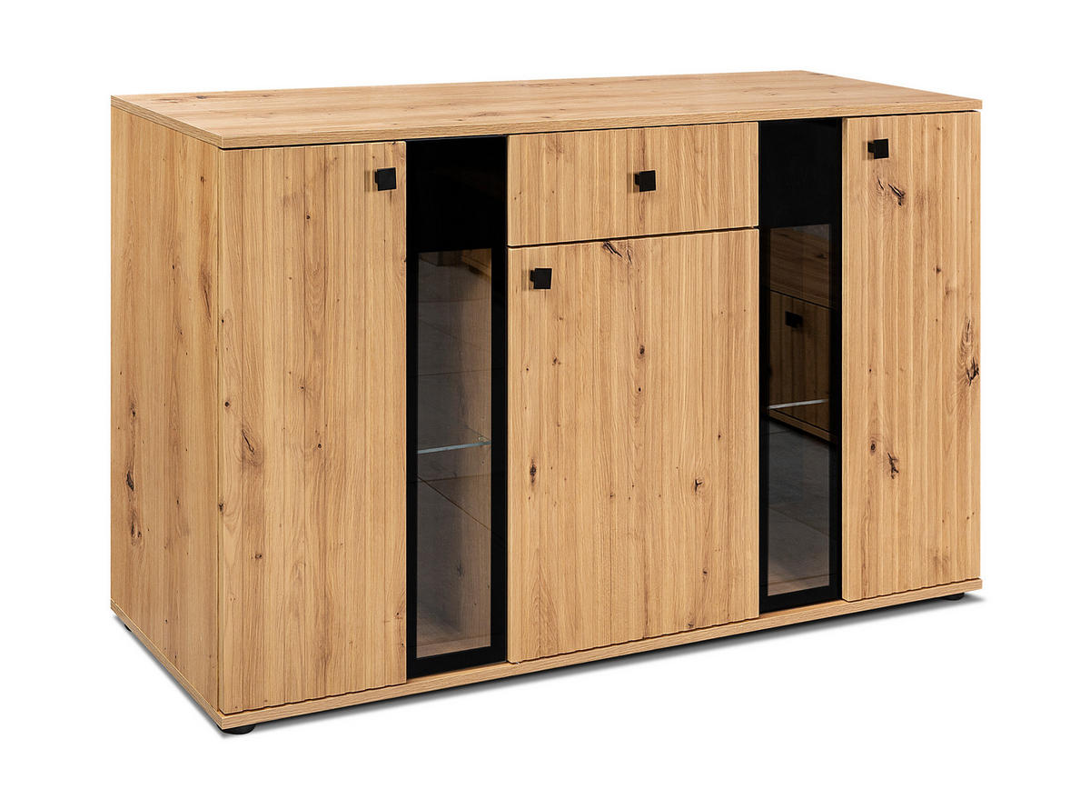 SIDEBOARD Formilo Artisan Eiche 140,4/80/40,2 cm – Kommode mit Rillen und Schublade - Eiche Artisan, Holzwerkstoff/Kunststoff (140/80/40cm) - AX Living