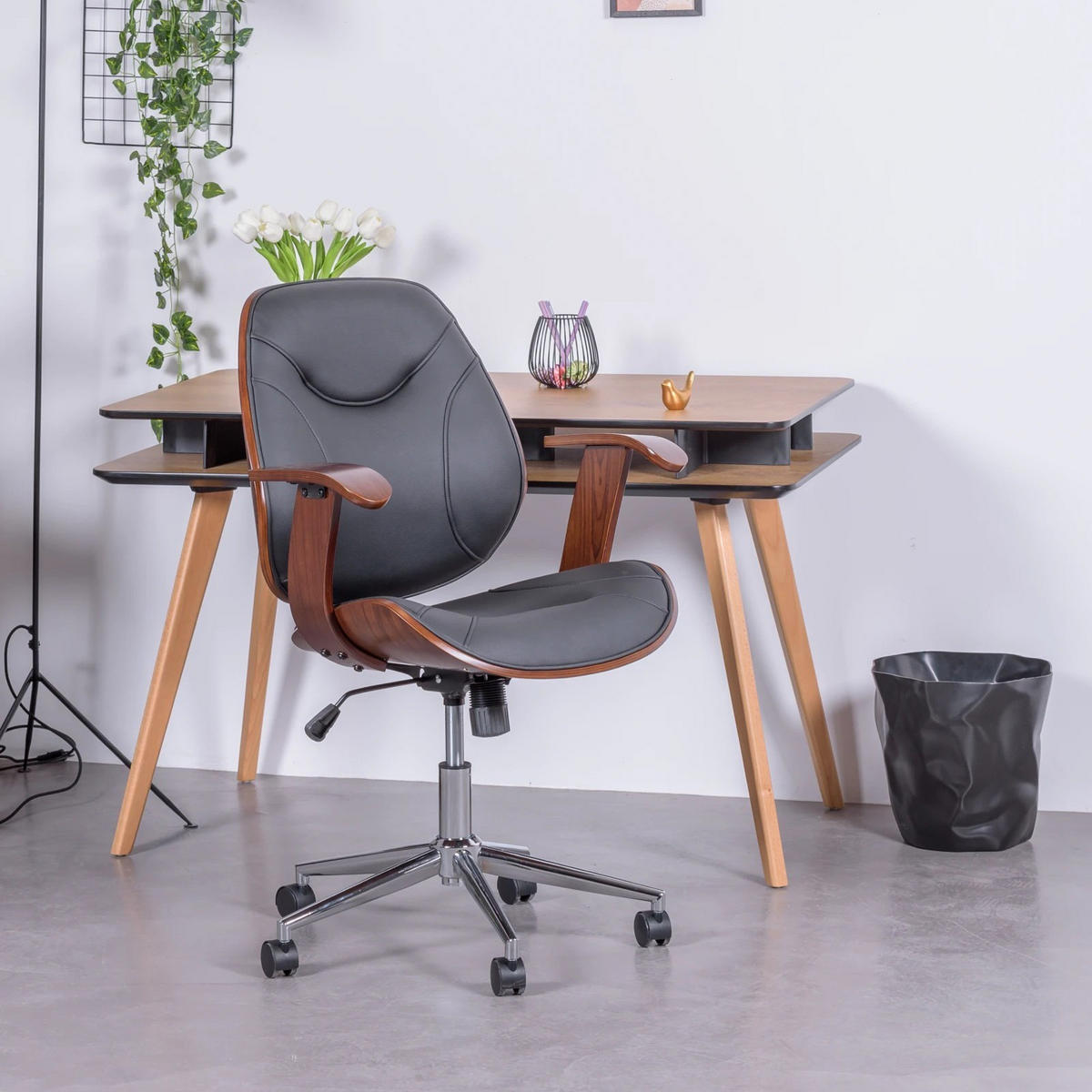 BÜROSTUHL Holz Schwarz - Schwarz, Holz (69/93/60cm) - Nest Dream
