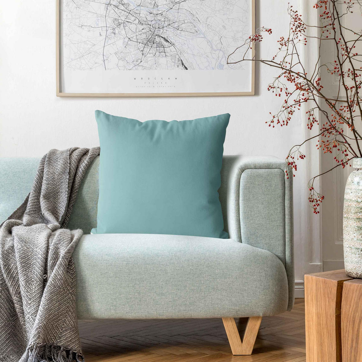 DEKOKISSEN Pastelltürkis 50/50 cm - Türkis, Textil (50/50/10cm) - Bilderwelten