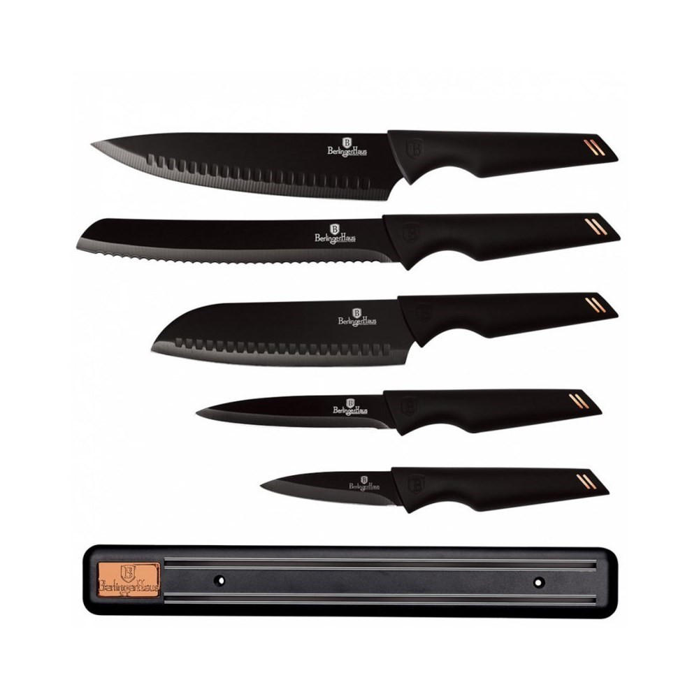 MESSERSET Schwarz 35/20/35 cm BH2698 - Schwarz, Metall - Berlinger Haus