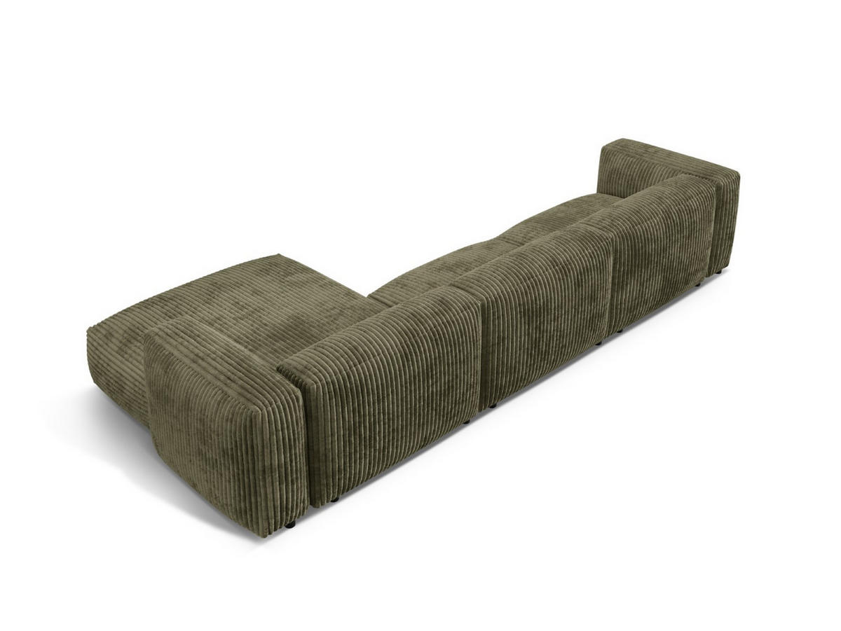 ECKSOFA modular rechts Martina aus Cord moosgrün 3 Sitzplätze - Salbeigrün, Textil (176/332cm) - Micadoni
