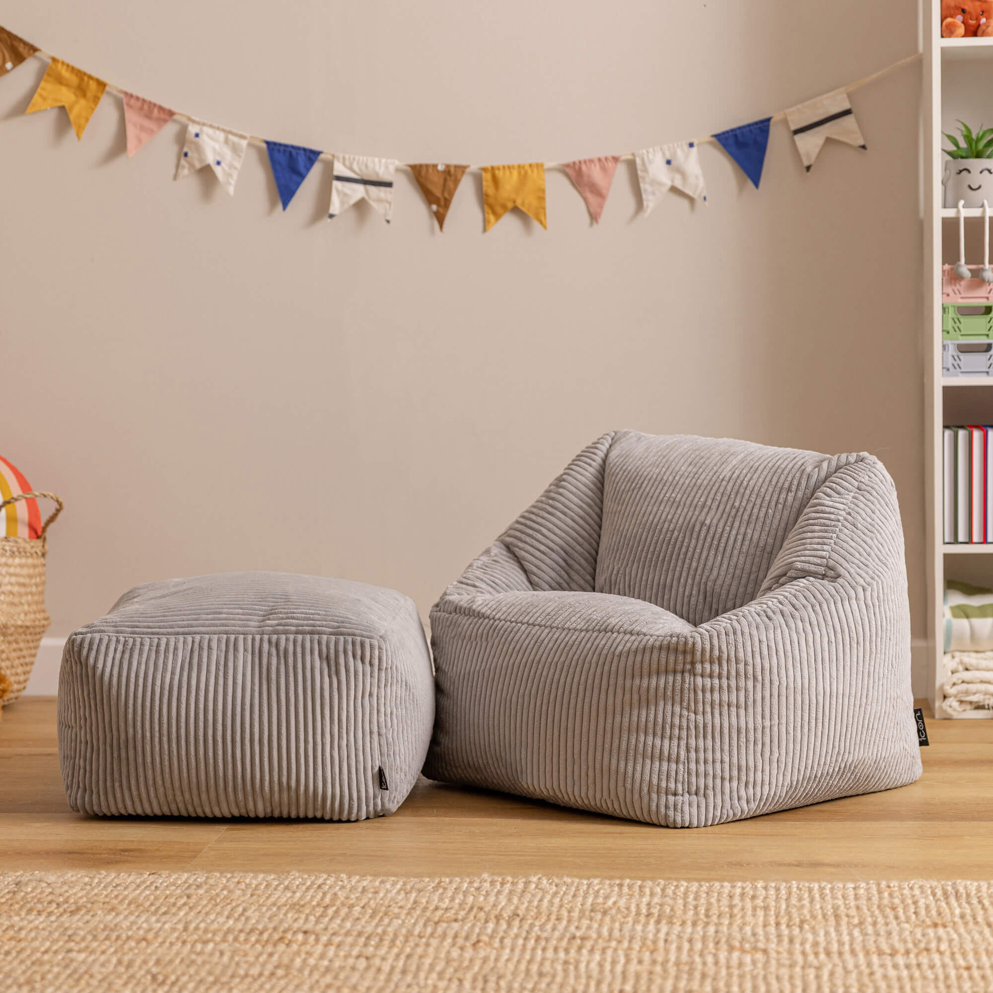 KINDERSITZSACK mit Hocker Natalia - Grau, Textil (55/44/55cm) - icon