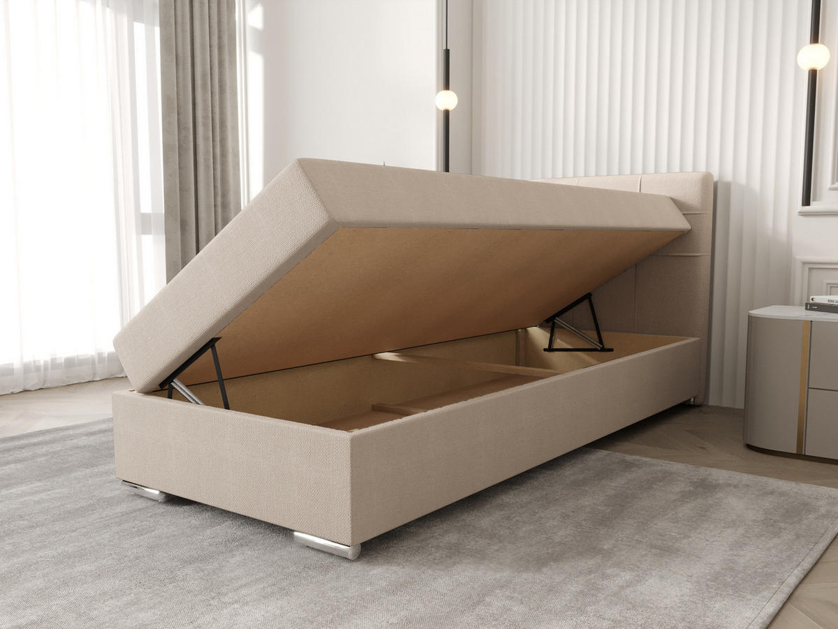 BOXBETT ZILANO 1 mit Matratze H3 und Topper 80x200 Cosmic 10 - Beige, Holz/Textil (80/200cm) - Bedante