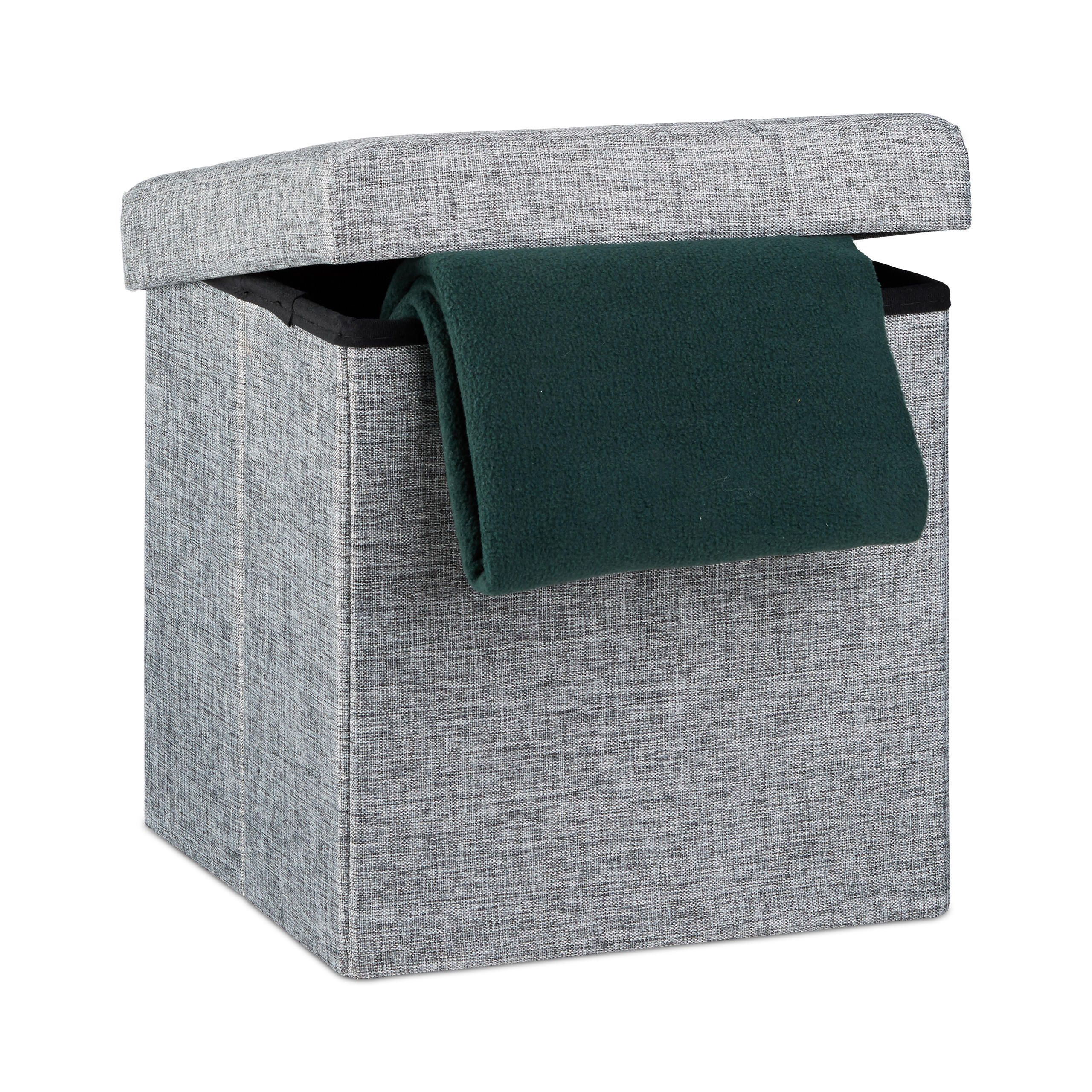 FALTBARER Sitzhocker - Grau, Holzwerkstoff/Textil (38/38/38cm) - Relaxdays