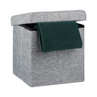 FALTBARER Sitzhocker - Grau, Holzwerkstoff/Textil (38/38/38cm) - Relaxdays
