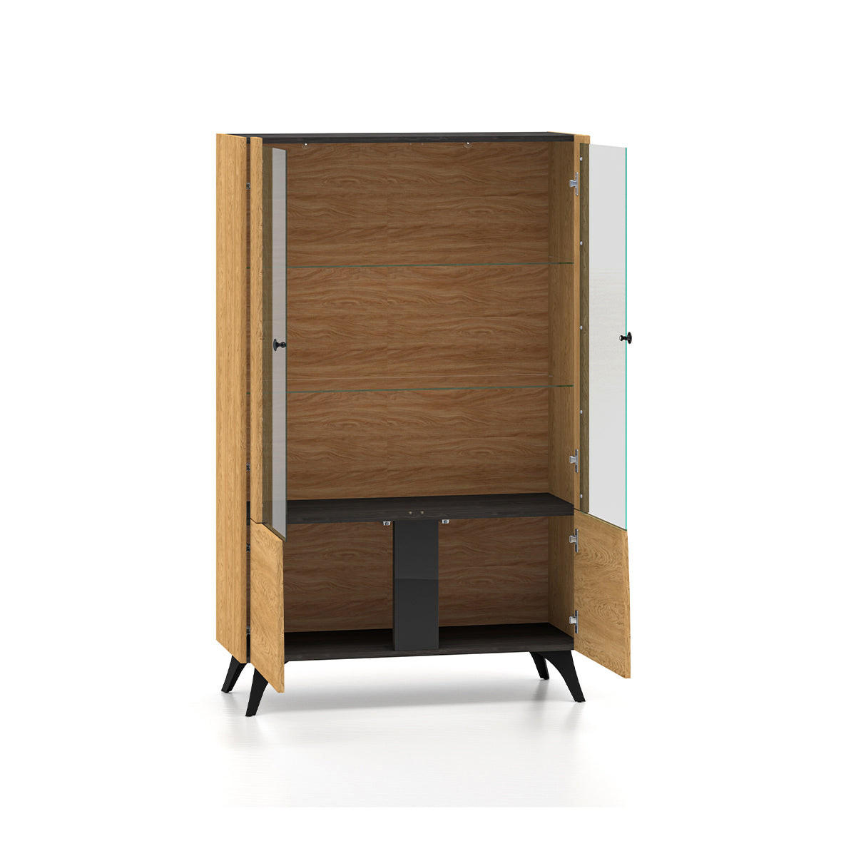VITRINE Soah Holz und Schwarz - Braun, Holzwerkstoff (95/152/40cm) - Petits-meubles