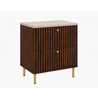 BADEZIMMERSCHRANK: Nusseiche / Platte Kaschmir / Griffe Gold / Beine Gold, 60 x 44,4 x 73,6 cm - Eichefarben/Goldfarben, Holzwerkstoff (60/73.6/44.4cm) - 3XE LIVING