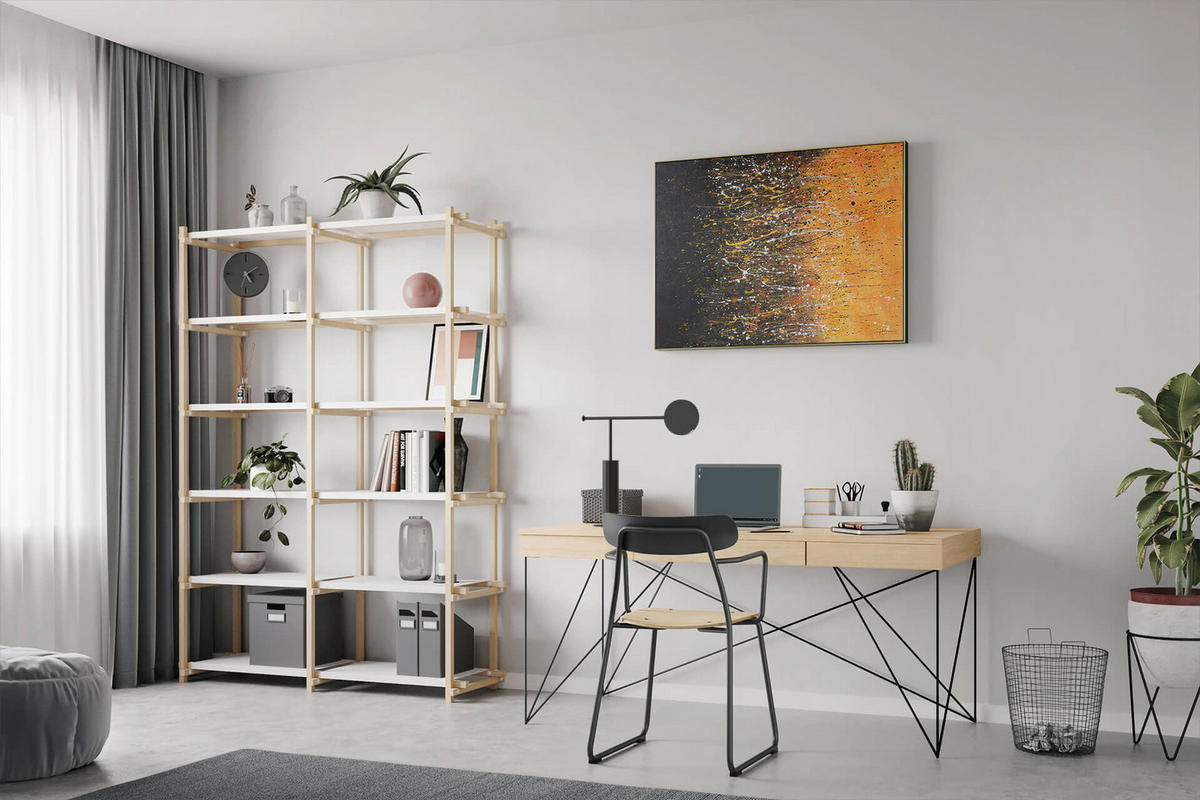 ACRYLBILD HANDGEMALT 100/75 cm - Gelb, Holz/Textil (100/75cm) - KUNSTLOFT