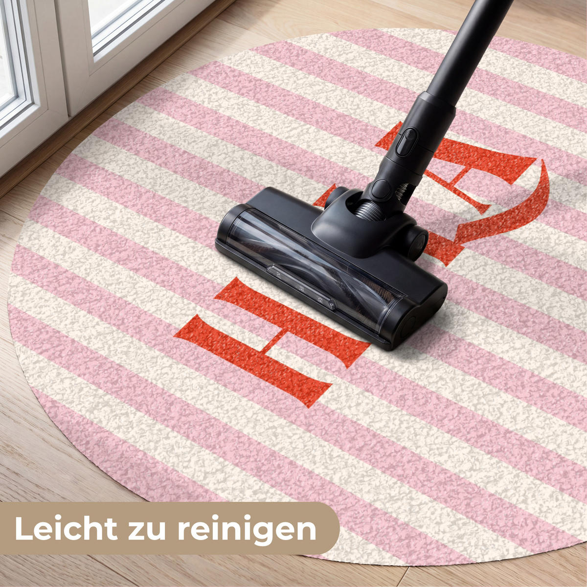ROHOŽKA Hola - Citát - Pruhy - Pastelová - Růžová - Červená - Bílá 90x90 cm - růžová, textil/umělá hmota (90/0.4cm) - MuchoWow
