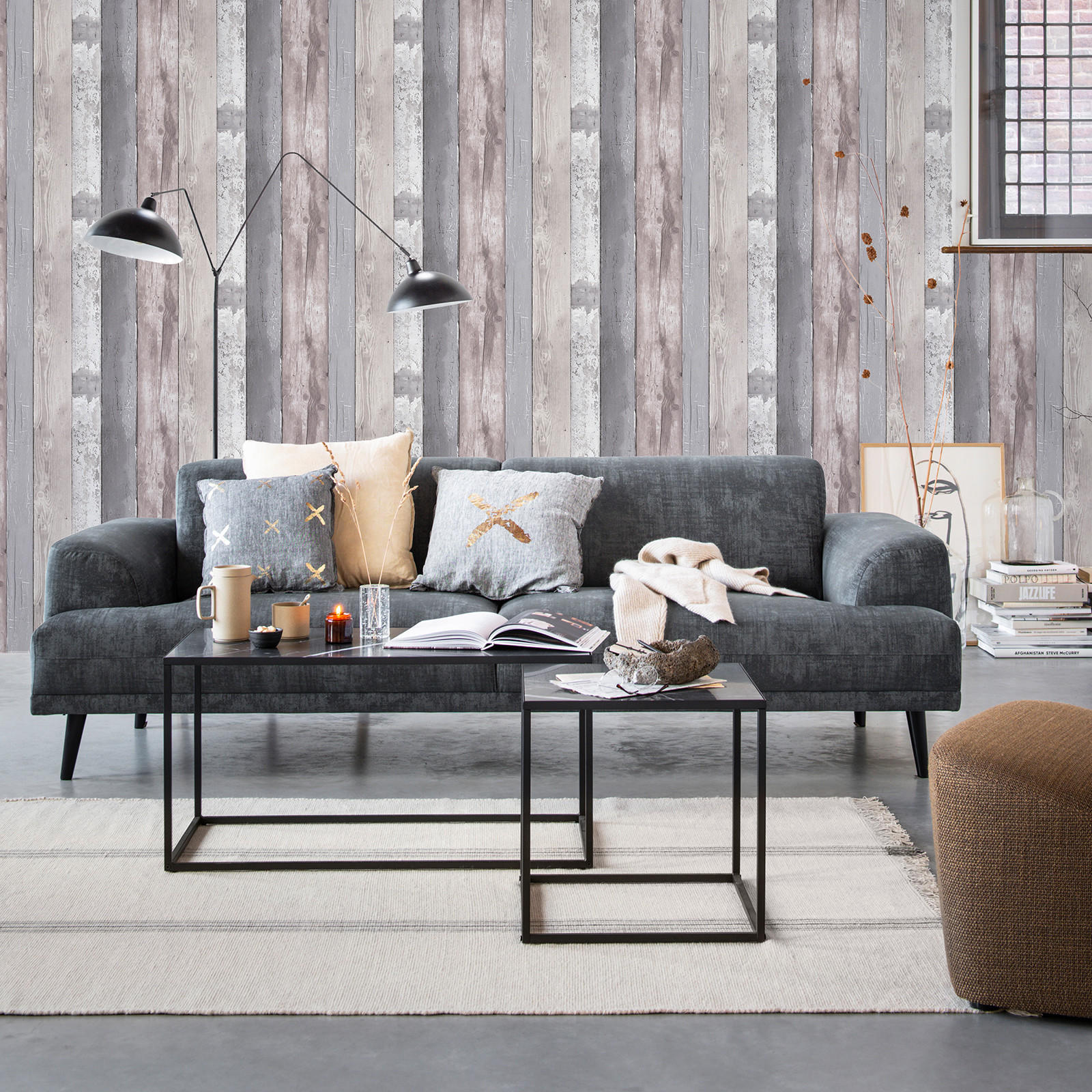 VLIESTAPETE Woodland Grau - Grau, Papier/Kunststoff (53/1000cm) - Walldoctor