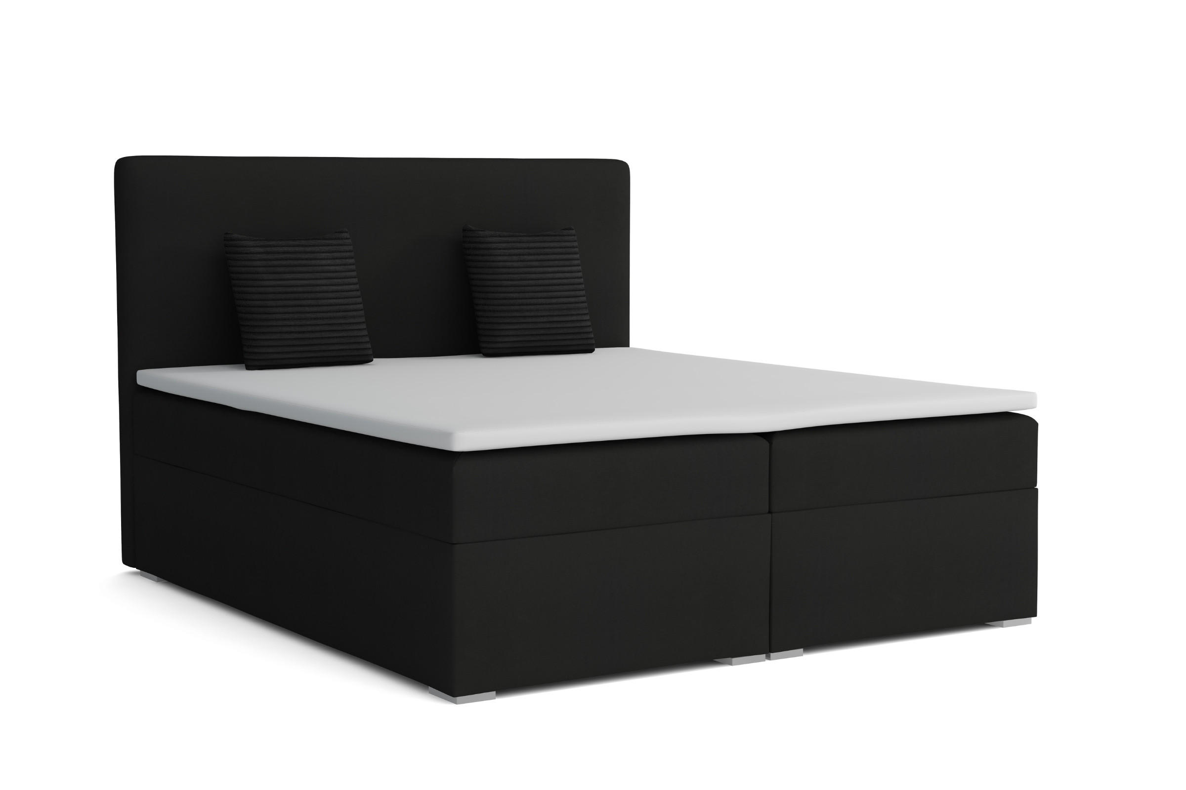 BOXBETT BASIC 160/200 Velours Schwarz mit Bonell-Federkernmatratzen H3 - Schwarz, Holz/Holzwerkstoff (160/200cm) - Deine Möbel 24