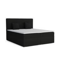BOXBETT BASIC 160/200 Velours Schwarz mit Bonell-Federkernmatratzen H3 - Schwarz, Holz/Holzwerkstoff (160/200cm) - Deine Möbel 24