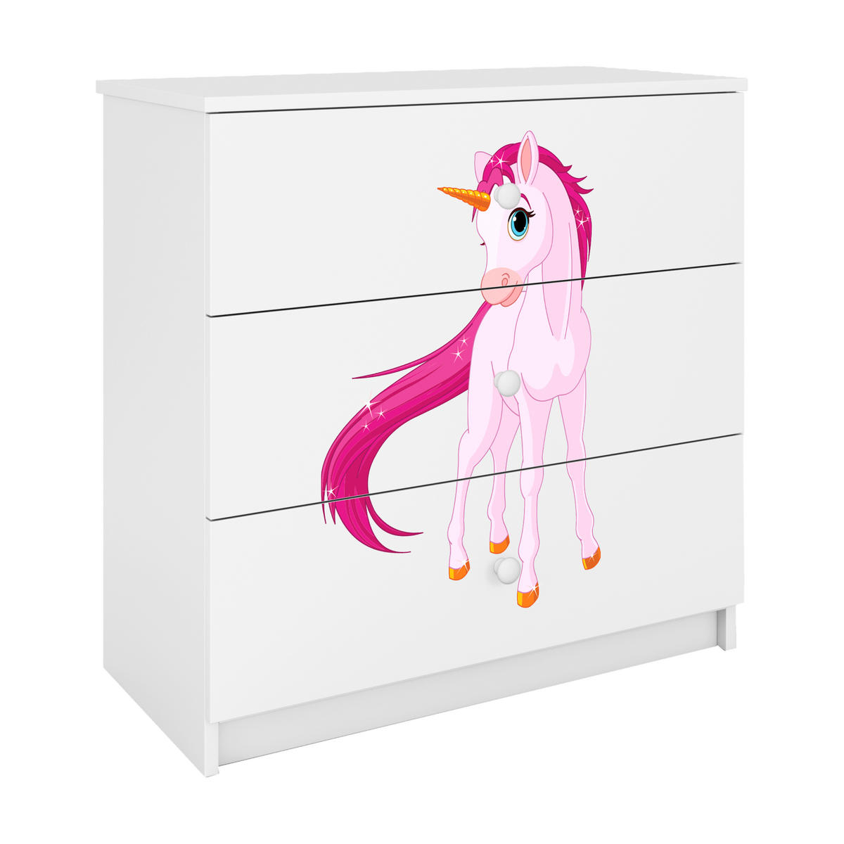 KOMMODE Babydreams Einhorn 81/81/41 - Weiß, Holzwerkstoff (81/81/41cm) - RAUMHIRSCH FURNITURE