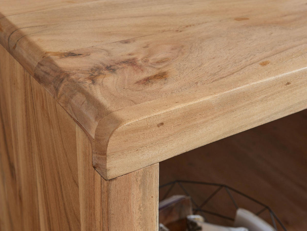SCHREIBTISCH Massivholz Stauraum Abgerundete Ecken, Beige 140x80x76 cm - Beige, Holz (80/140/76cm) - KADIMA DESIGN