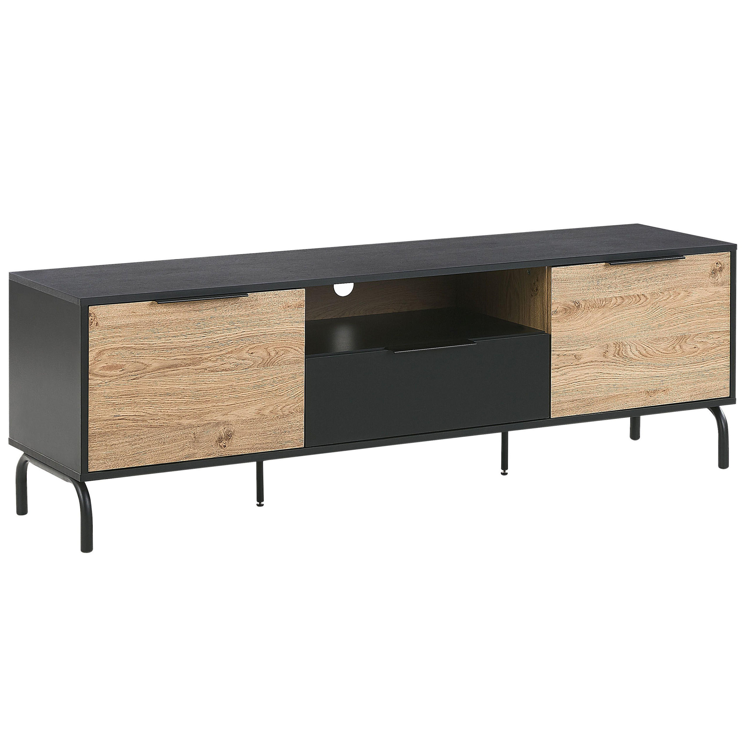TV-MÖBEL Schwarzes, Hellbraun ITACA 41/160/52 cm - Schwarz, Holzwerkstoff (160/52/41cm) - Beliani