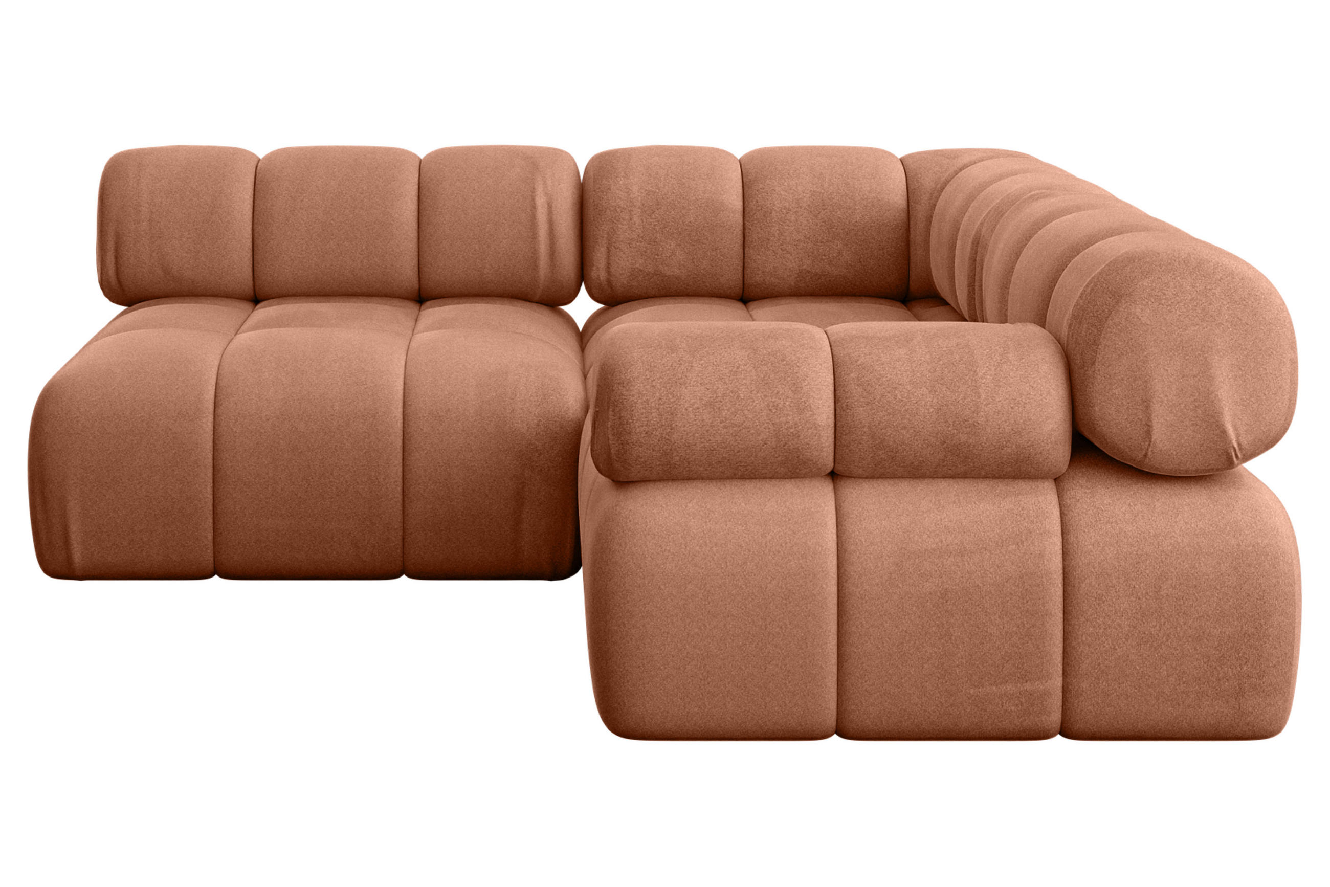 ECKSOFA modulares Sofa Mende-L1 - 190x190x70 cm Apricot Velours - Koralle, Holzwerkstoff/Textil (190/190cm) - ALTDECOR