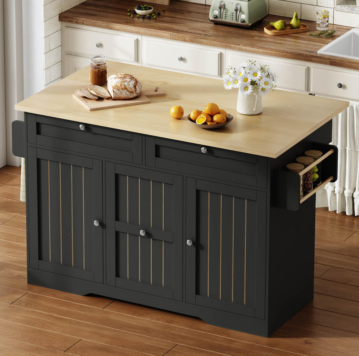 KÜCHENINSEL klappbar 120 x 45(70) x 92 cm Schwarz MDF - Schwarz, Holz (70/92/120cm) - Beauniv