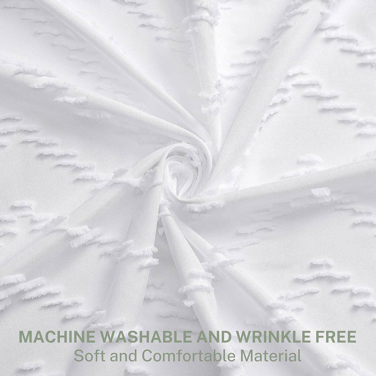 DUSCHVORHANG Weiß wasserdicht mit dekorativen Fransen - Weiß, Textil (91/183cm) - MCBOSON