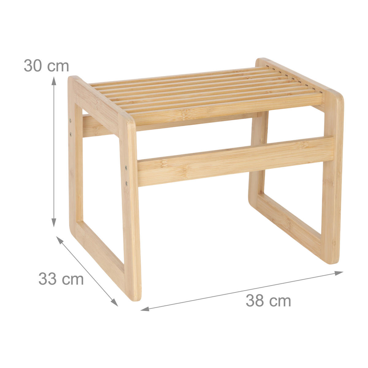 BADHOCKER - Hellbraun, Holz (38/30/33cm) - Relaxdays