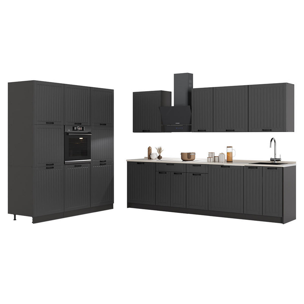 KUCHYŇSKÝ KOUT Fame-Line, Tmavě šedá/Antracit, 460 cm, PD Dub - tmavě šedá/antracitová, kompozitní dřevo (460/206.8/60cm) - Vicco