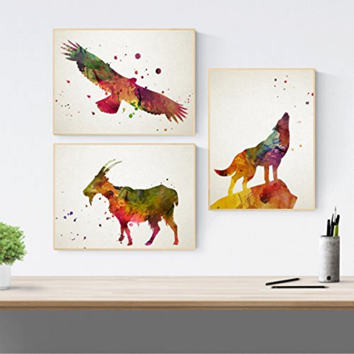 POSTER Set Mit 3 Tiere Aquarell A3 Rahmenlos - Klar, Papier (29.7/5/42cm) - Nacnic