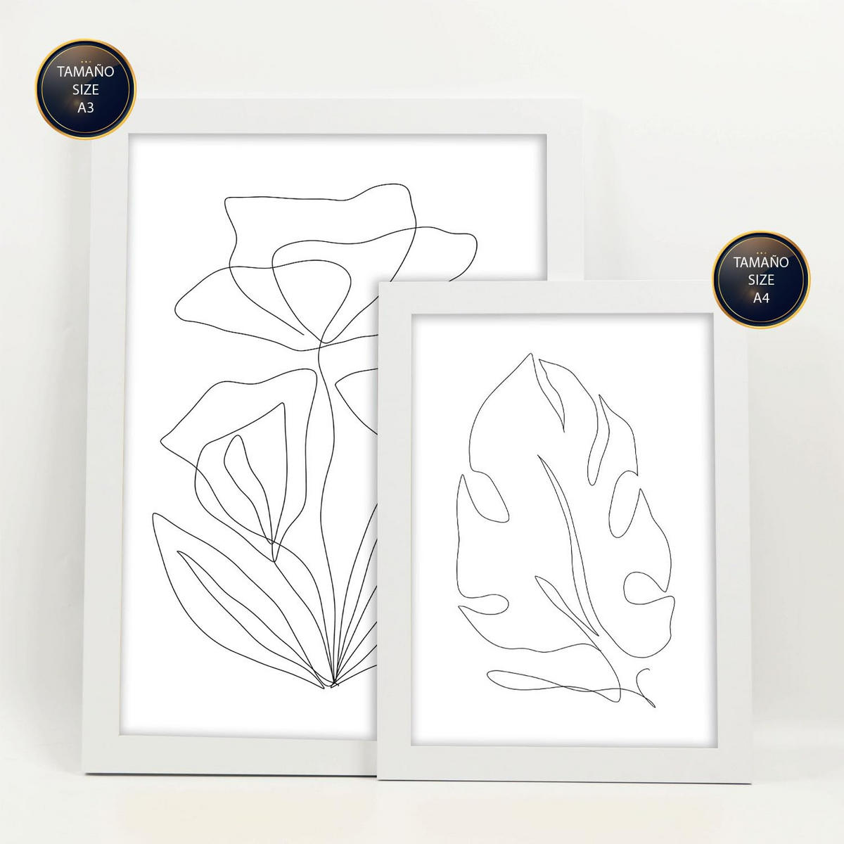 POSTER Set Mit 6 Blütenrahmen 2 In Blume Zusammenfassung Ästhetische Dekorative Gemälde Für Ihr Wohnzimmer Schlafzimmer Zuhause A3 & A4 Weißer Rahmen - Weiß, Papier (29/3cm) - Nacnic