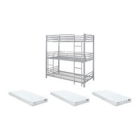ETAGENBETT mit Matratze - 3 Personen - 3 x 90 x 190 cm - Metall - Silberfarben - ELOUAN III - Silberfarben, Metall - Vente-Unique
