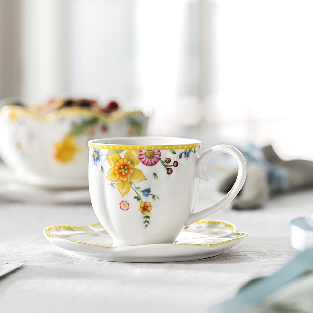 KAFFEETASSEN MIT UNTERTASSEN Spring Awakening bunt 230 ml 6er Set - Multicolor, Keramik (1/1/1cm) - Villeroy & Boch