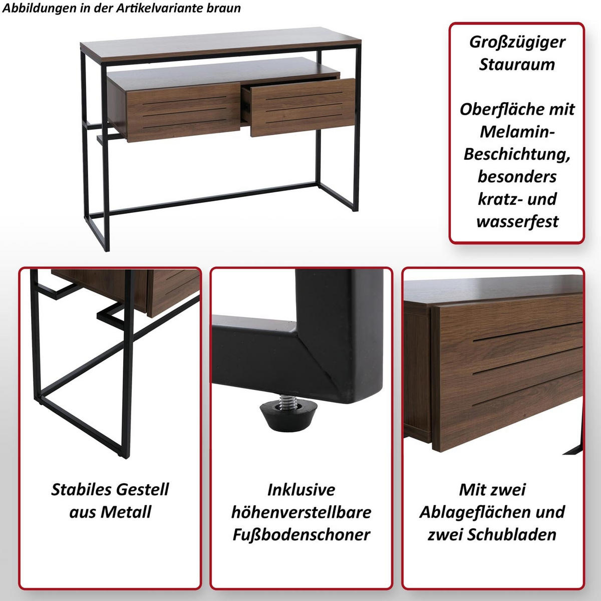 KONSOLENTISCH rechteck Beige - Beige, Holz (40/120/80cm) - MCW