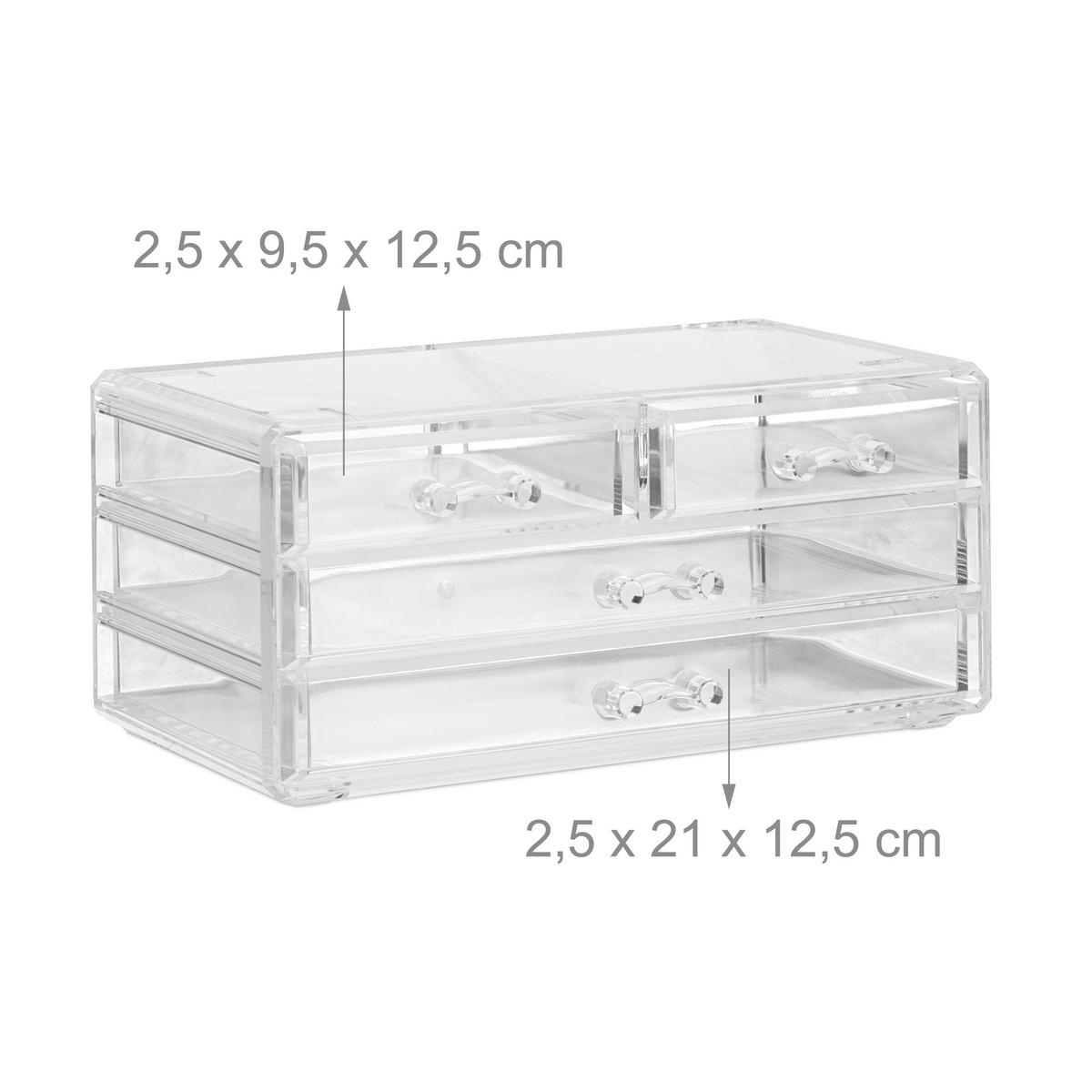 MAKEUP Organizer - Transparent, Kunststoff (24/19/13.5cm) - Relaxdays