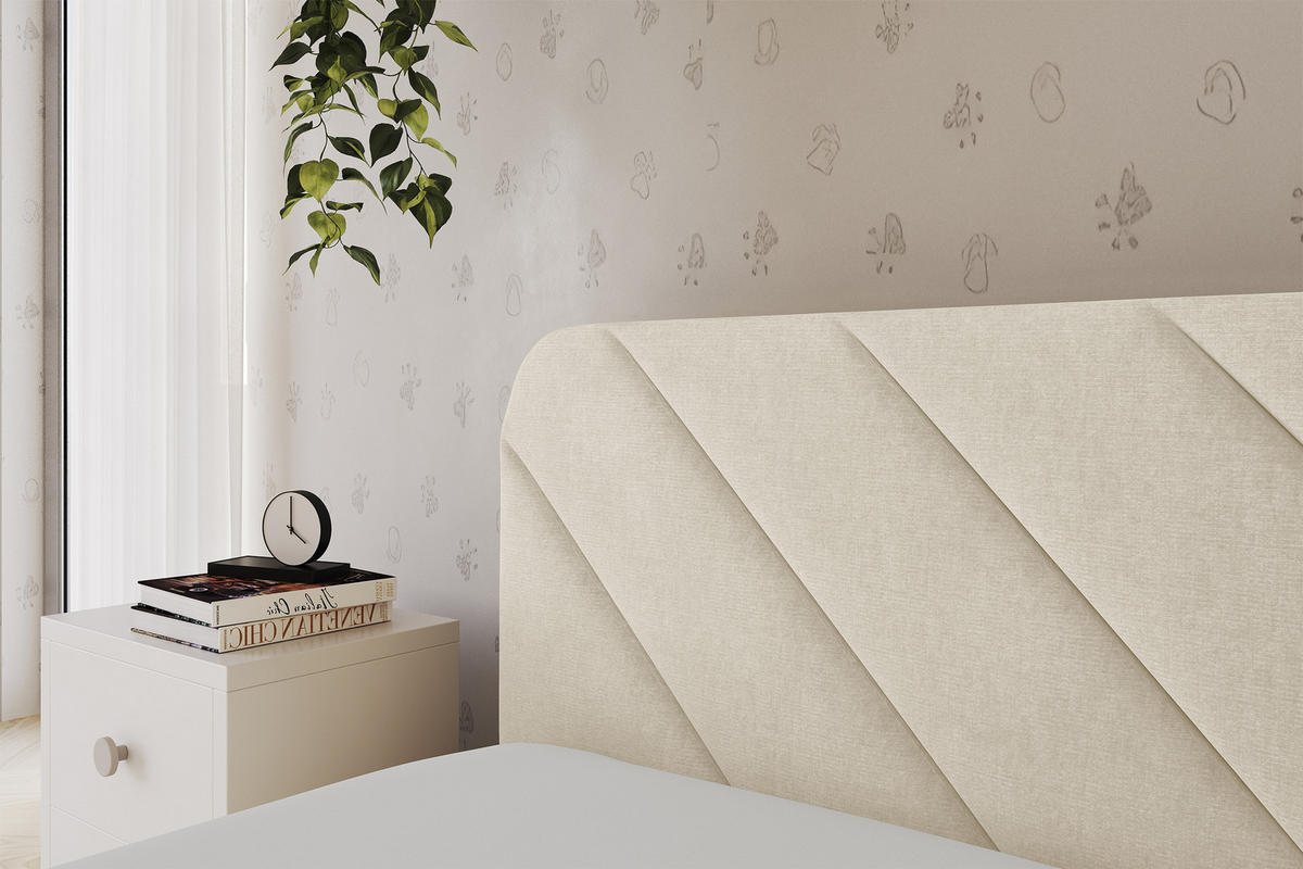 EINZELLBETT Jugendbett mit Bettkasten und Matratze H3/H4, Rechts - FIKY 80x200 Beige - Naturfarben, Holzwerkstoff/Textil (80/200cm) - ALTDECOR