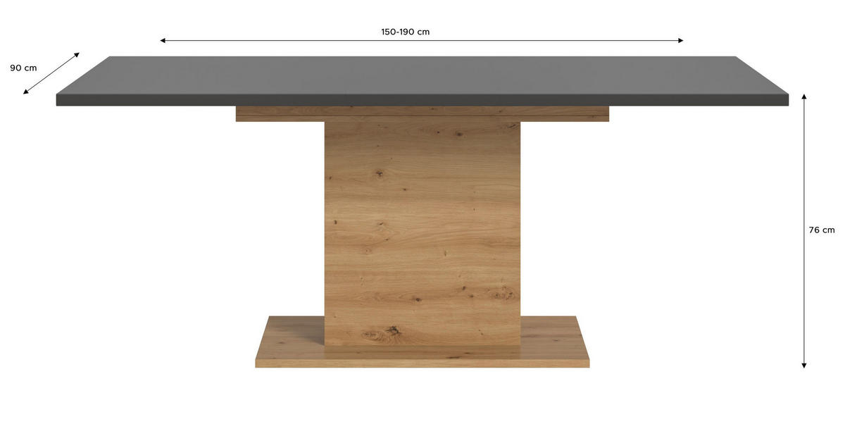 ESSTISCH Velo (B/H/T: ca. 150/76/90 cm) in Artisan Oak Nachbildung/grau - Eiche Artisan, Holzwerkstoff (90/150/76cm)