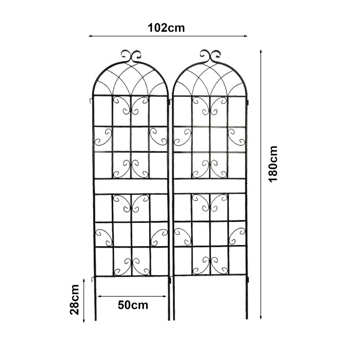 RANKGITTER-SET 2 TLG. Barrea - Schwarz, Metall (50/180/1.3cm) - casa.pro