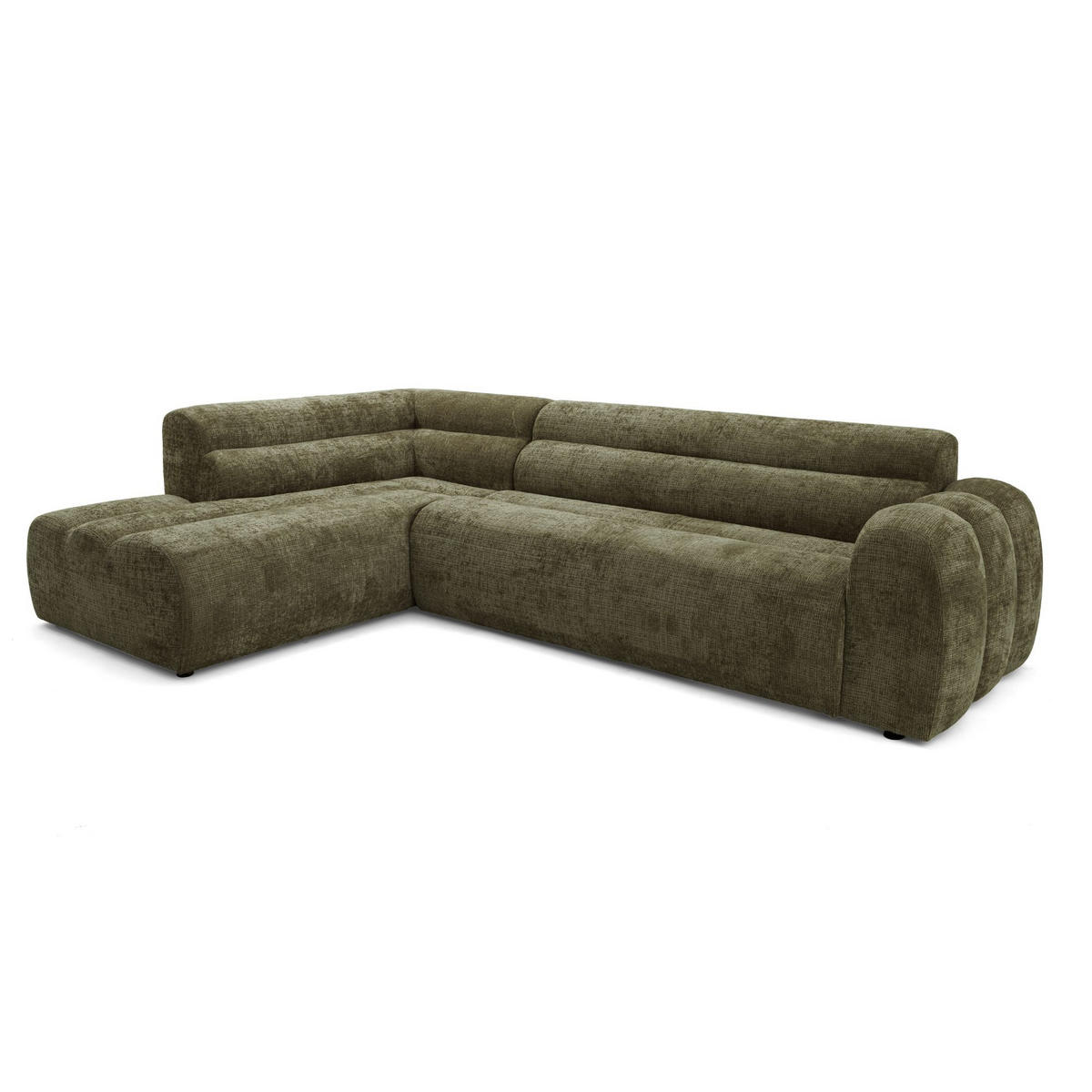 4-SITZER modulares Ecksofa VEER L Links, 283 x 190 cm, Chenille Webstoff Grün - Schwarz/Grün, Holz/Kunststoff (283/190cm) - Muffo