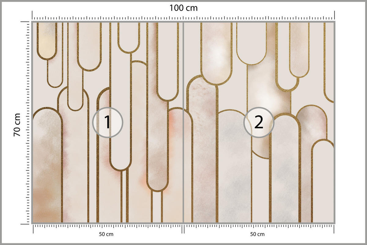 FOTOTAPETE für Wohnzimmer Abstraktion Art Deco 100x70 - Beige/Rosa, Papier (100/70cm) - Muralo