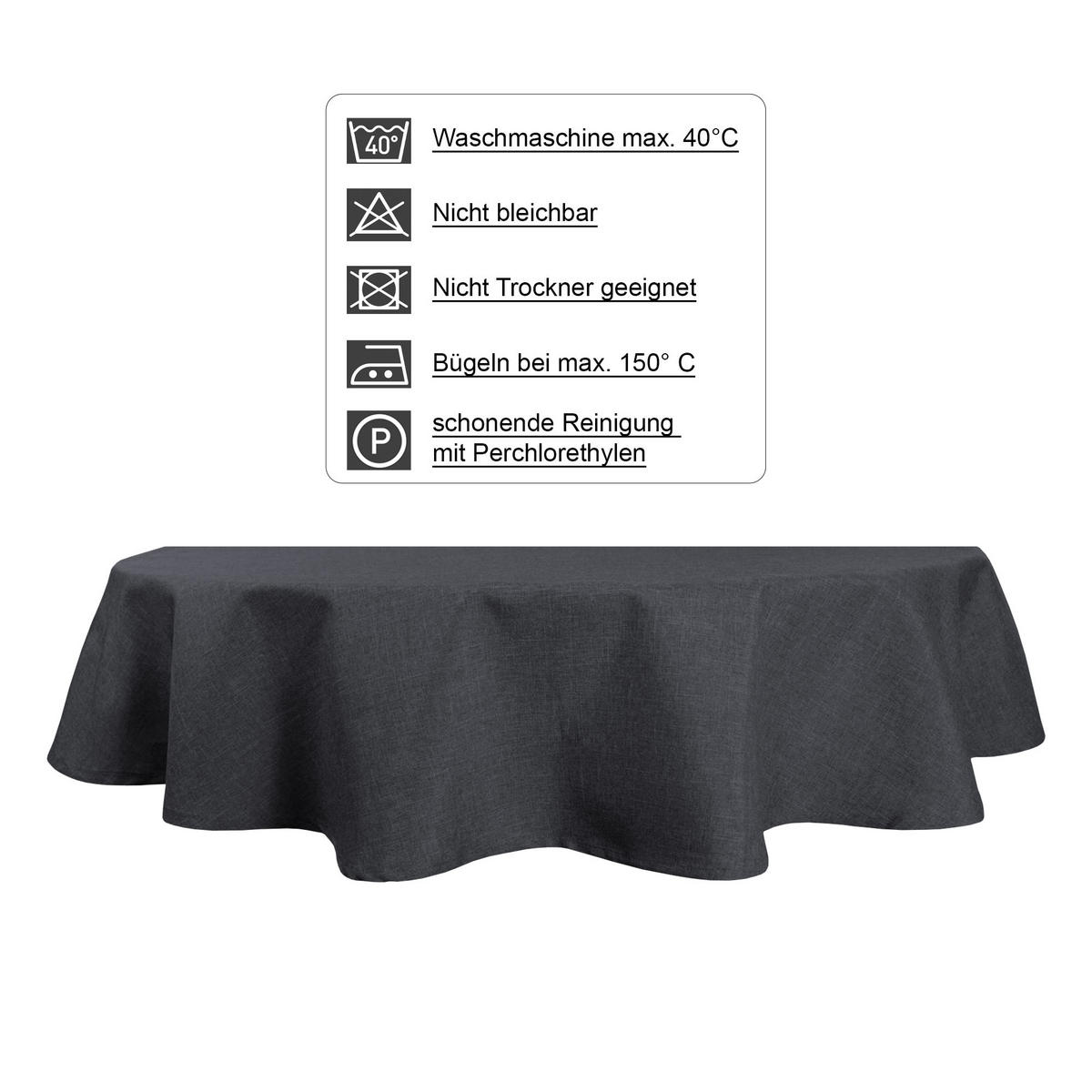 TISCHDECKE Leinenoptik 130/220 cm oval Anthrazit - Anthrazit, Textil (130/220cm) - TiborTex
