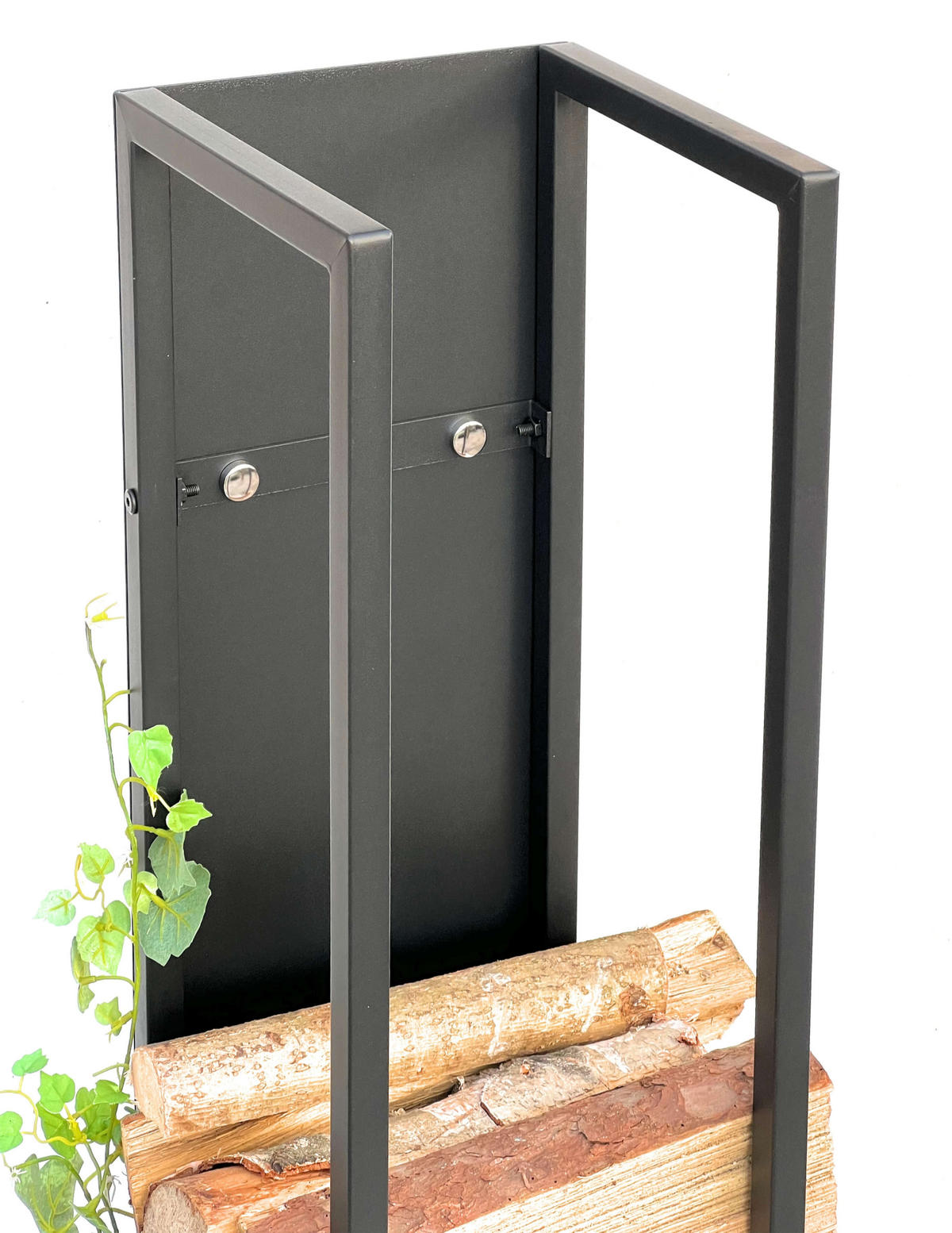 KAMINHOLZREGAL Wand Metall Schwarz 25/25/120 cm - Schwarz, Metall (25/120/25cm) - DanDiBo