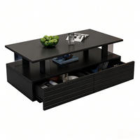 COUCHTISCH aus Acryl 100x50x42 cm Schwarz mit LED-Beleuchtung, App-Steuerung und 2 Schubladen - Schwarz, Holzwerkstoff (100/50/42.5cm) - Modfu
