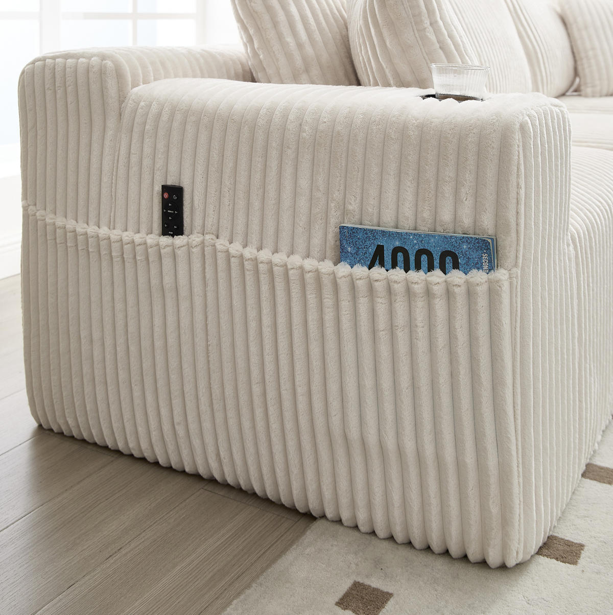 ECKSOFA 257/90/160/62 cm Beige aus Cord mit Chaiselongue - Beige, Textil (160/257cm) - OKMYHOME