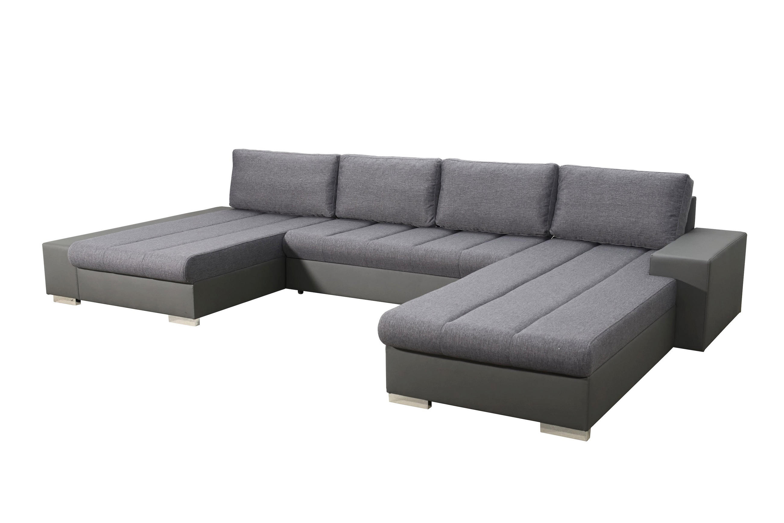WOHNLANDSCHAFT VERONA U-Form mit Schlaffunktion, Bettkasten und Wellenfederung – Großzügiges Ecksofa 387 cm - Grau, Kunststoff (387/85/213cm) - Wohnideebilder